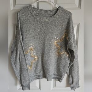 Gray Sweater with Gold Star Accents